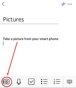 camera in OneNote for pictures