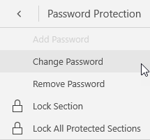 Password Protect sub-menu in Microsoft OneNote