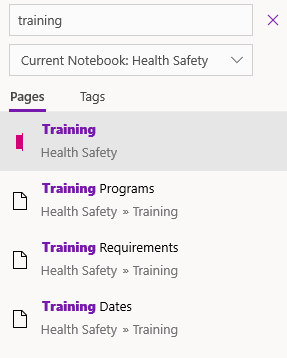 Search in OneNote notebooks