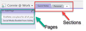 OneNote notebook sections and pages explained