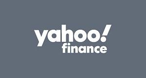 yahoo!finance logo on blue background