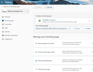 Microsoft Bookings screenshot