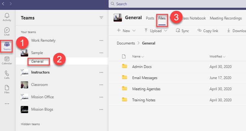 Microsoft Teams window described with Teams, Channels and Files listed.